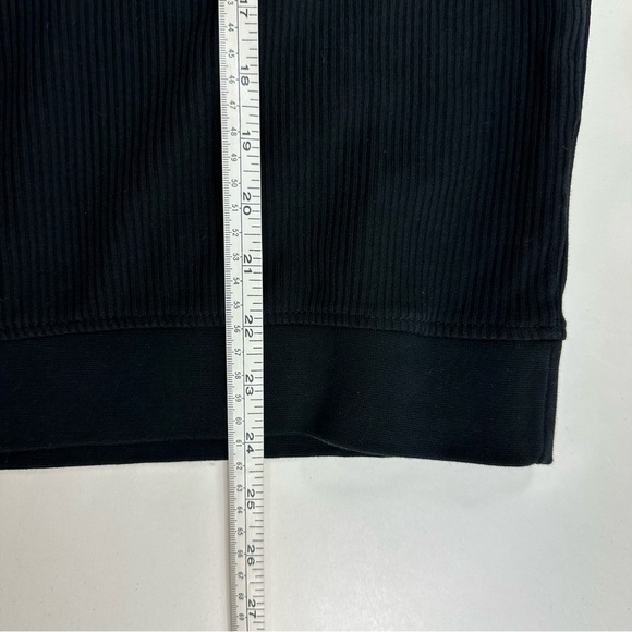 Zara Vertical Textured Polo Shirt Women’s Large Short Sleeve Ribbed Black - Picture 5 of 7